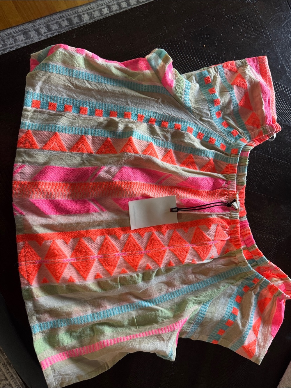 Women’s Elan Neon Geo Off-Shoulder Top - Pink & Orange